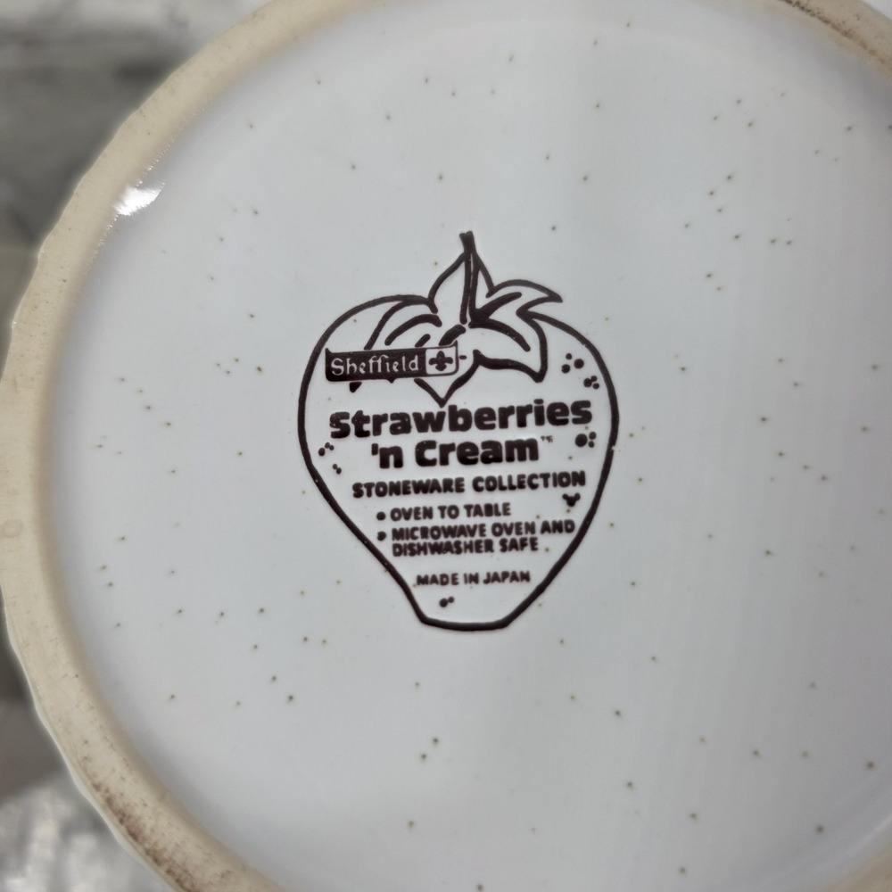Sheffield strawberries n cream stoneware small vintage crock w/ lid & bowl read - Picture 7 of 16